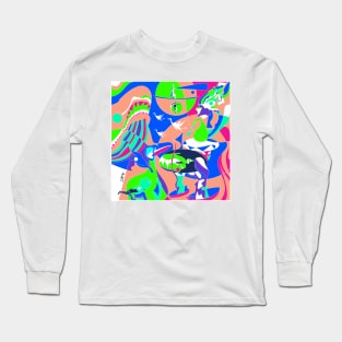 the garden of earthly delights in amazing aesthetic remix in ecopop bosch art design Long Sleeve T-Shirt